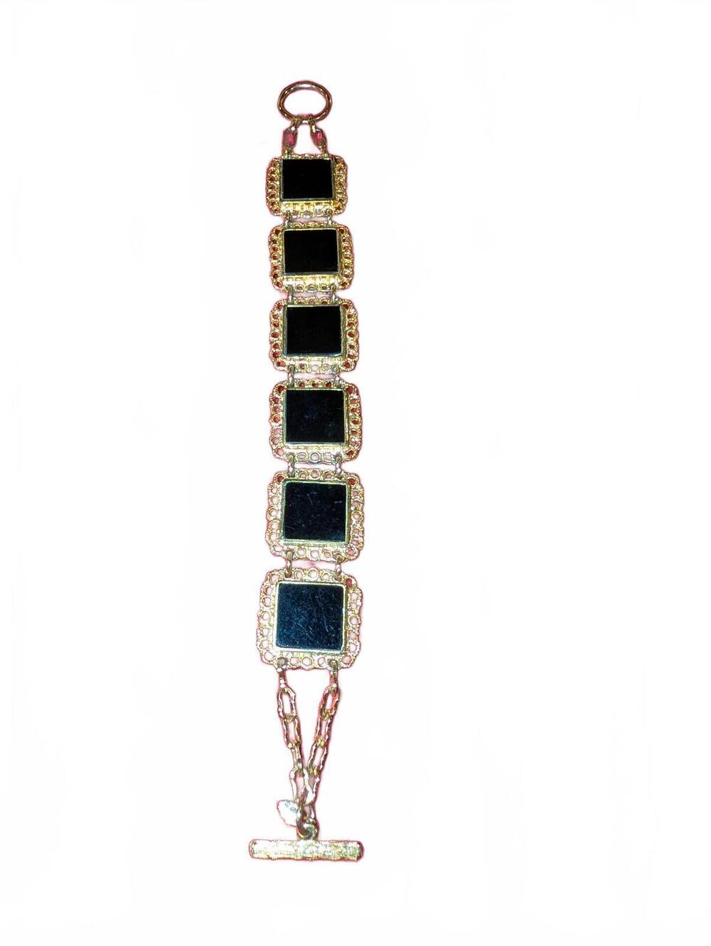 Celebrity NY Vintage Gold Tone Bracelet with Colorful Square Stones